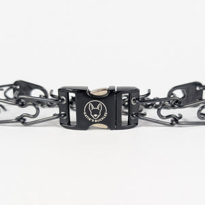 2.25mm Herm Sprenger Prong Collar in Black Stainless Steel with a Black Katie Buckle